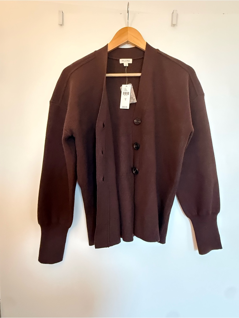Pilcro Dark Brown Button-Front Knit Blazer